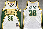 Men's Seattle SuperSonics #35 Kevin Durant White Mitchell & Ness Hardwood Classics Jersey Mixiu,baseball caps,new era cap wholesale,wholesale hats